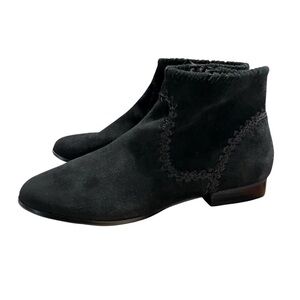 JACK ROGERS Gemma Whip Stitched Ankle Boot Wo's 10M Black Suede Side Zip